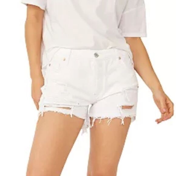 Free People Maggie Midrise Jean Shorts White Size 27 - Picture 1 of 9